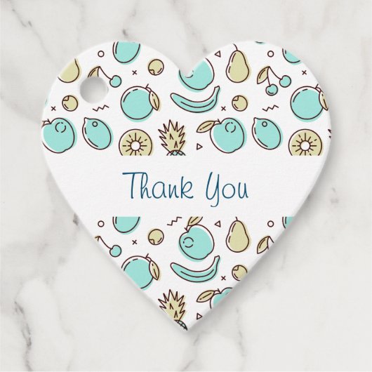 Kute Fruit Pattern Summery Line Tekening Hartelijk Bedankjes Labels (Voorkant)