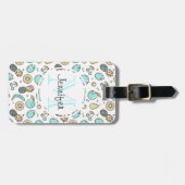 Kute Fruit Pattern Summery Line Tekening Monogram Bagagelabel (Voorkant horizontaal)