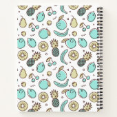 Kute Fruit Pattern Summery Line Tekening Monogram Notitieboek (Achterkant)