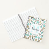 Kute Fruit Pattern Summery Line Tekening Monogram Notitieboek (Binnen)