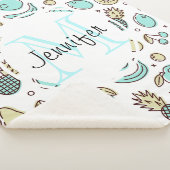 Kute Fruit Pattern Summery Line Tekening Monogram Sherpa Deken (3/4)