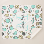 Kute Fruit Pattern Summery Line Tekening Monogram Sherpa Deken (Voorkant (horizontaal))