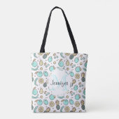 Kute Fruit Pattern Summery Line Tekening Monogram Tote Bag (Achterkant)