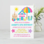 Kute Fun Kinder Beach Summer Birthday Party Kaart (Staand voorkant)