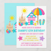 Kute Fun Kinder Beach Summer Birthday Party Kaart (Voorkant / Achterkant)