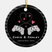 Kute gamer Couple Gaming Video Game Joystick Naam Keramisch Ornament (Voorkant)