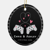 Kute gamer Couple Gaming Video Game Joystick Naam Keramisch Ornament (Links)