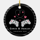 Kute gamer Couple Gaming Video Game Joystick Naam Keramisch Ornament (Achterkant)