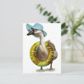 Kute gans met zomerse Petten en zonnebrillen Briefkaart (Staand voorkant)