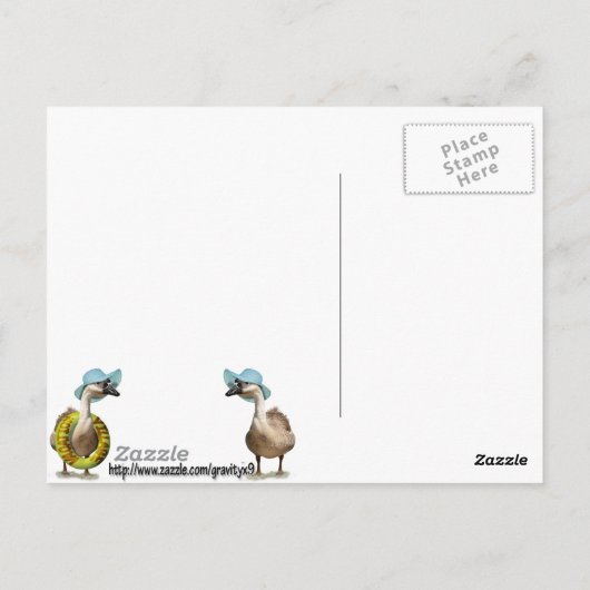 Kute gans met zomerse Petten en zonnebrillen Briefkaart (Achterkant)