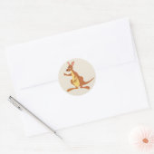 Kute geanimeerde Kangaroo met baby Ronde Sticker (Envelop)