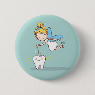 Kute geanimeerde tand Fairy Ronde Button 5,7 Cm