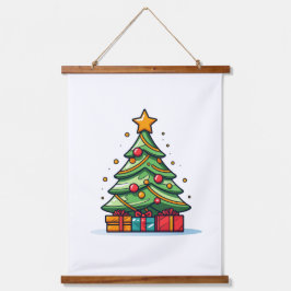 Kute gedecorreerde kerstboom hangend wandkleed