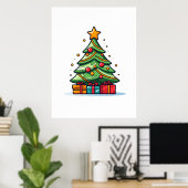 Kute gedecorreerde kerstboom poster (Thuiskantoor)