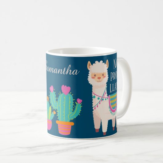 Kute geen ProbLlama-aangepaste naam Koffiemok (Voorkant rechts)