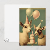 Kute geiten Birthday Party Flat Wenskaart Bedankkaart (Voorkant / Achterkant)