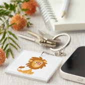 Kute Gekke Cartoon Lion AcrylSleutelhanger Sleutelhanger (Voorkant Rechts)
