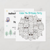 *~* Kute GEKKE OWLS  KLEUR ME verjaardag Kaart (Voorkant / Achterkant)