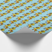 Kute gele illustratie Paaseenden Cadeaupapier (Hoek)