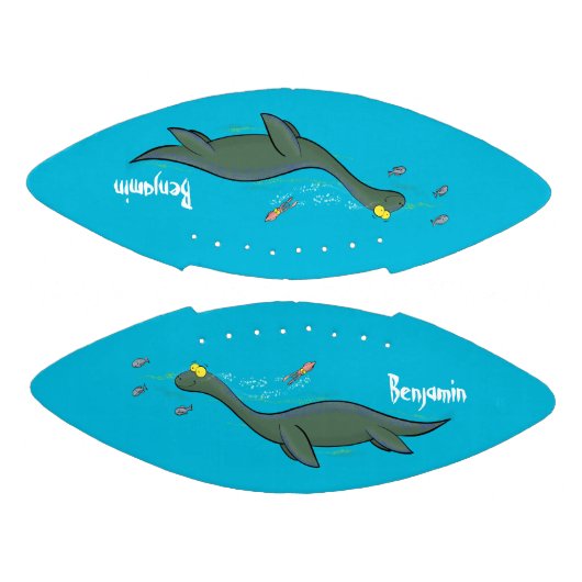 Kute, gelukkig zee monsterplesiosaur cartoon american football (Panelen)