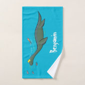 Kute, gelukkig zee monsterplesiosaur cartoon bad handdoek (Handdoek)