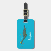 Kute, gelukkig zee monsterplesiosaur cartoon bagagelabel (Voorkant verticaal)