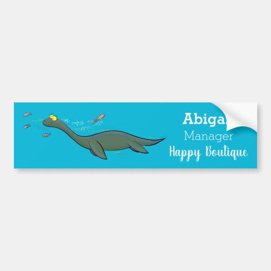 Kute, gelukkig zee monsterplesiosaur cartoon bumpersticker (Voorkant)