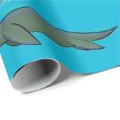 Kute, gelukkig zee monsterplesiosaur cartoon cadeaupapier (Rol Hoek)