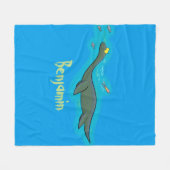 Kute, gelukkig zee monsterplesiosaur cartoon fleece deken (Voorkant (Horizontaal))