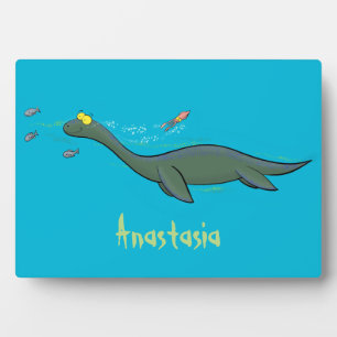 Kute, gelukkig zee monsterplesiosaur cartoon fotoplaat