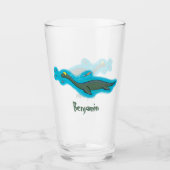 Kute, gelukkig zee monsterplesiosaur cartoon glas (Voorkant)