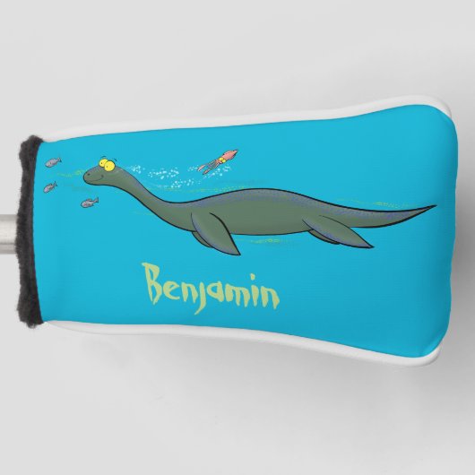 Kute, gelukkig zee monsterplesiosaur cartoon golfheadcover (Voorkant)