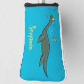 Kute, gelukkig zee monsterplesiosaur cartoon golfheadcover (Draai 90)