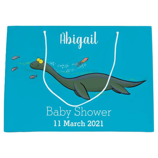 Kute, gelukkig zee monsterplesiosaur cartoon groot cadeauzakje (Voorkant)