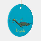Kute, gelukkig zee monsterplesiosaur cartoon keramisch ornament (Rechts)