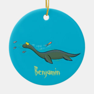 Kute, gelukkig zee monsterplesiosaur cartoon keramisch ornament
