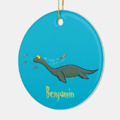 Kute, gelukkig zee monsterplesiosaur cartoon keramisch ornament (Links)