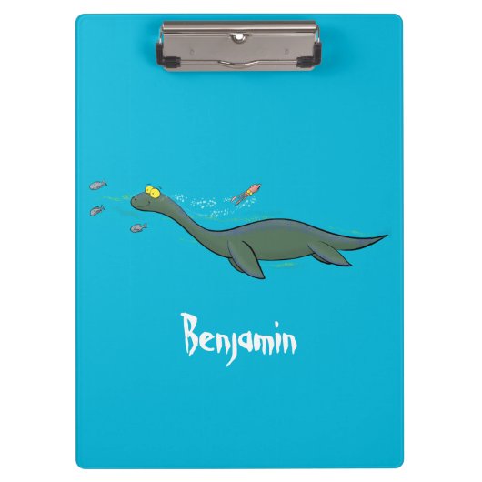 Kute, gelukkig zee monsterplesiosaur cartoon klembord (Voorkant)