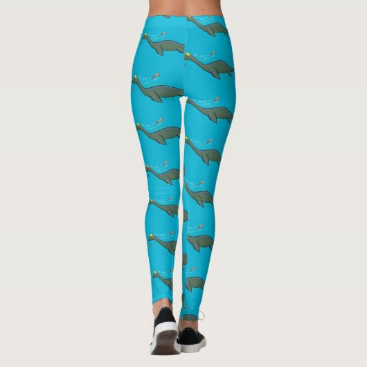 Kute, gelukkig zee monsterplesiosaur cartoon leggings (Achterkant)