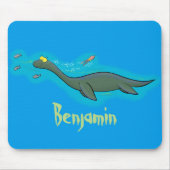 Kute, gelukkig zee monsterplesiosaur cartoon muismat (Voorkant)