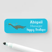 Kute, gelukkig zee monsterplesiosaur cartoon naamplaatje (In situ)