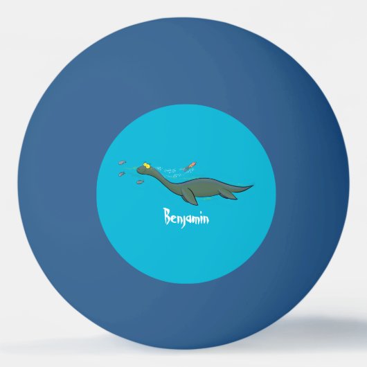 Kute, gelukkig zee monsterplesiosaur cartoon pingpongbal (Voorkant)