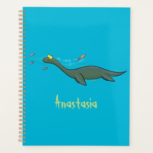 Kute, gelukkig zee monsterplesiosaur cartoon planner (Voorkant)