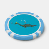 Kute, gelukkig zee monsterplesiosaur cartoon poker chips (Enkel)