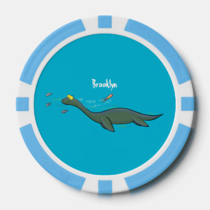 Kute, gelukkig zee monsterplesiosaur cartoon poker chips