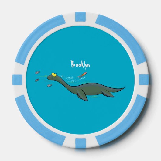 Kute, gelukkig zee monsterplesiosaur cartoon poker chips (Voorkant)