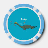 Kute, gelukkig zee monsterplesiosaur cartoon poker chips (Achterkant)