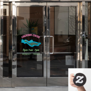 Kute, gelukkig zee monsterplesiosaur cartoon raamsticker