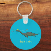 Kute, gelukkig zee monsterplesiosaur cartoon sleutelhanger (Voorkant)