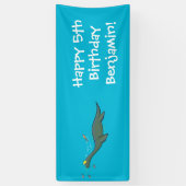 Kute, gelukkig zee monsterplesiosaur cartoon spandoek (Verticaal)